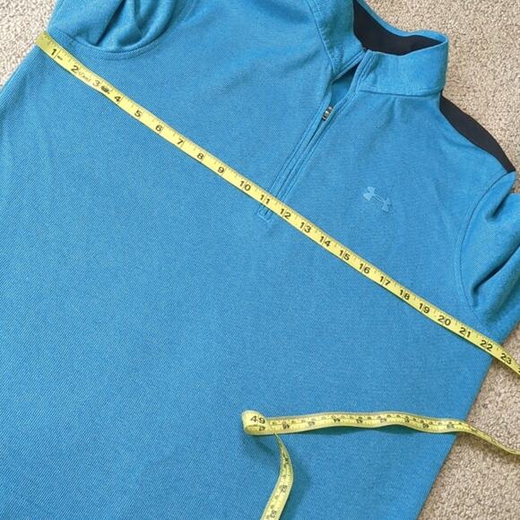 Under Armour Men's Cold Gear 1/4 Zip Loose Pullover Teal Blue Black Size Large - Picture 3 of 7